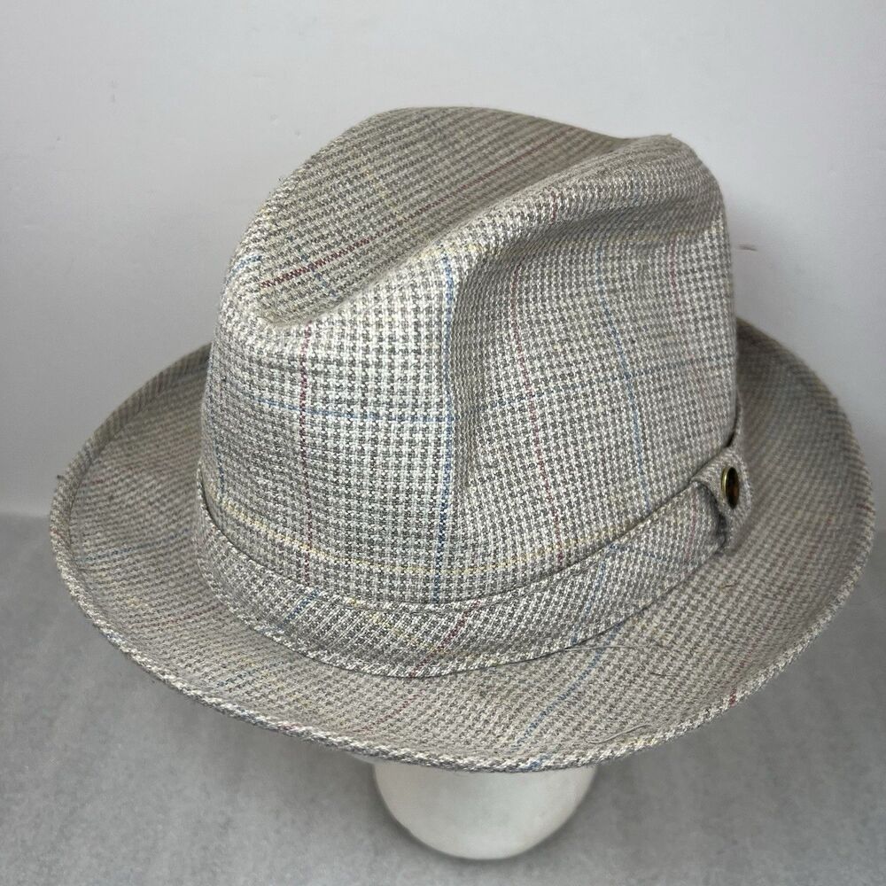 Vintage Churchill LTD Euclid Fedora Harris Tweed Wool Plaid Hat 7 1/2